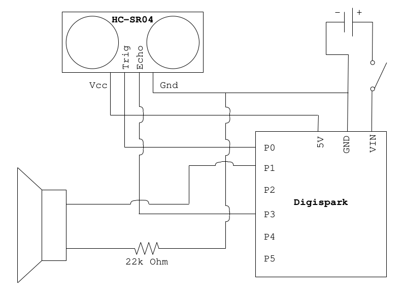 Schematic of Social Distance Sensor