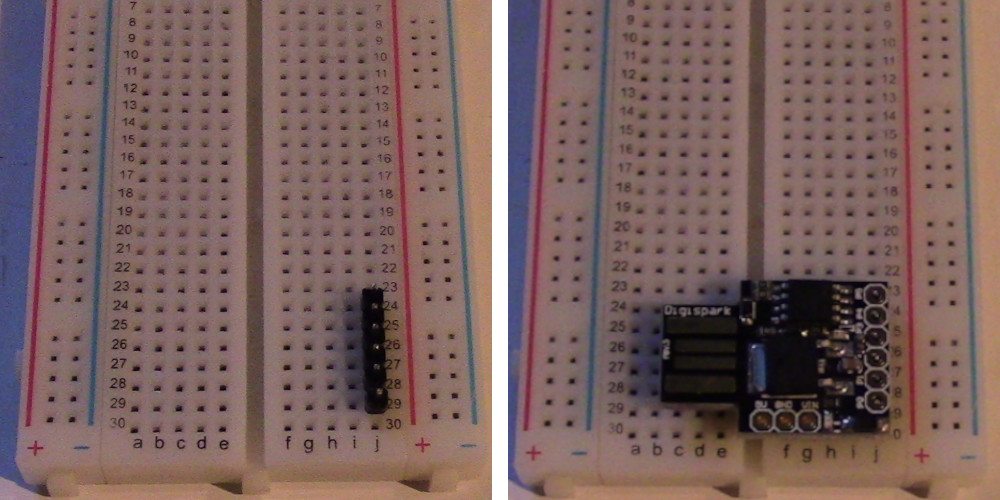 Digispark with headers ready to be soldered